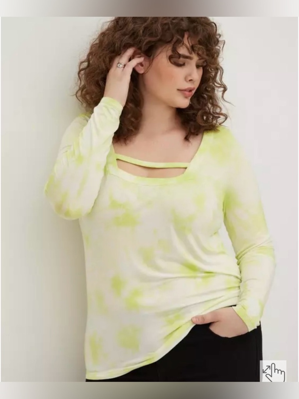 Torrid Lovesick tie dye strappy square neck long sleeve shirt size large